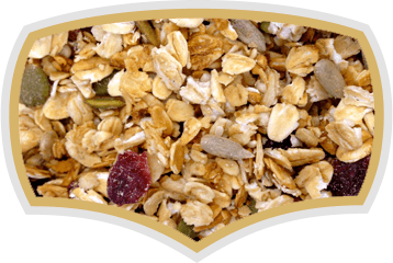 Fruit muesli, chrunchy muesli, natural muesli. Gama Food