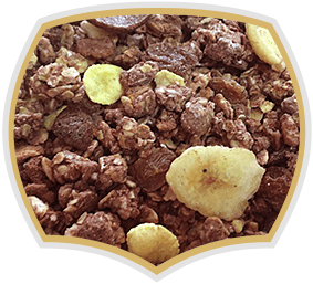 Chocolate crunchy muesli with banana. Gama Food