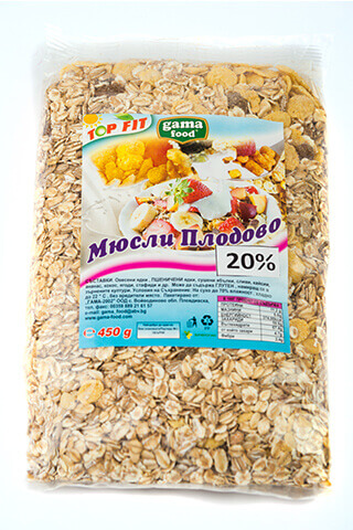 Мюсли с 20% плодове 450 гр., Gama Food