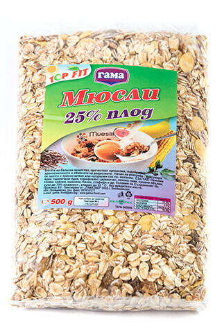 Мюсли с 25% плодове 500 гр., Gama Food